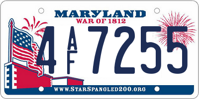 MD license plate 4AF7255