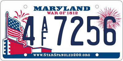 MD license plate 4AF7256