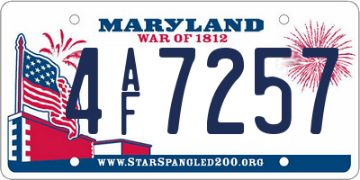 MD license plate 4AF7257