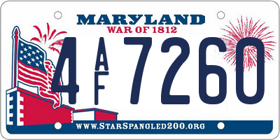 MD license plate 4AF7260