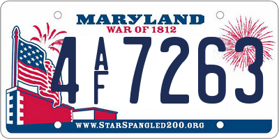 MD license plate 4AF7263