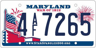 MD license plate 4AF7265