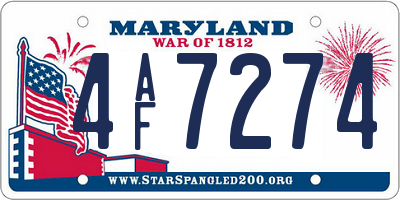 MD license plate 4AF7274