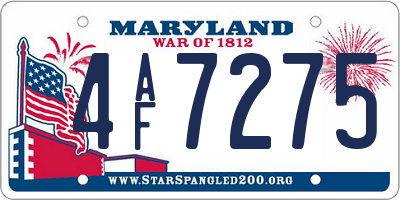 MD license plate 4AF7275