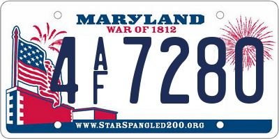 MD license plate 4AF7280