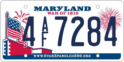 MD license plate 4AF7284