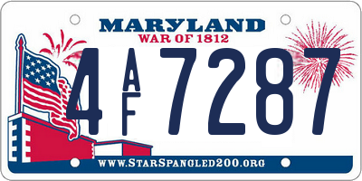 MD license plate 4AF7287