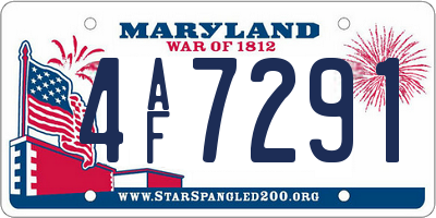 MD license plate 4AF7291
