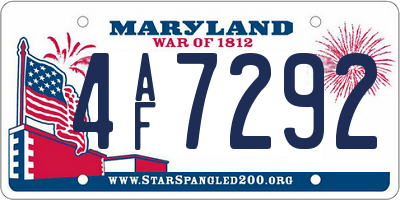 MD license plate 4AF7292