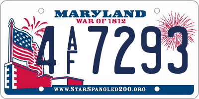 MD license plate 4AF7293