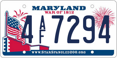 MD license plate 4AF7294