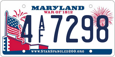 MD license plate 4AF7298