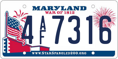 MD license plate 4AF7316
