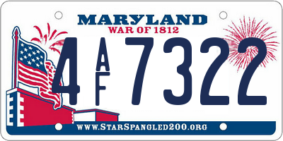 MD license plate 4AF7322