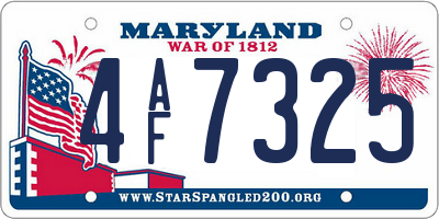 MD license plate 4AF7325