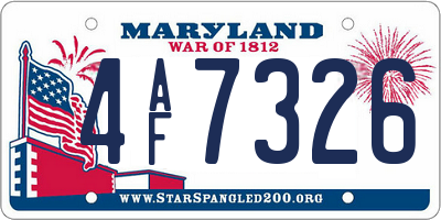 MD license plate 4AF7326
