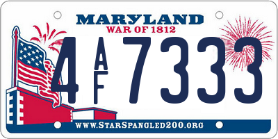 MD license plate 4AF7333