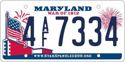 MD license plate 4AF7334