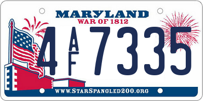 MD license plate 4AF7335