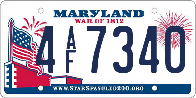 MD license plate 4AF7340