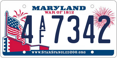 MD license plate 4AF7342