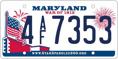 MD license plate 4AF7353