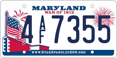 MD license plate 4AF7355