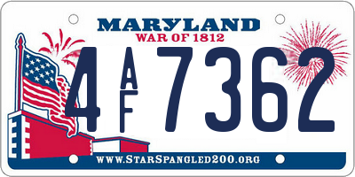 MD license plate 4AF7362