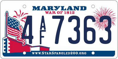 MD license plate 4AF7363