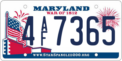 MD license plate 4AF7365