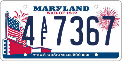 MD license plate 4AF7367