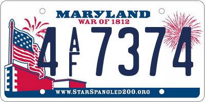 MD license plate 4AF7374