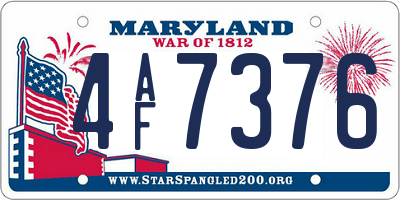 MD license plate 4AF7376
