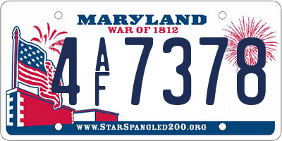 MD license plate 4AF7378