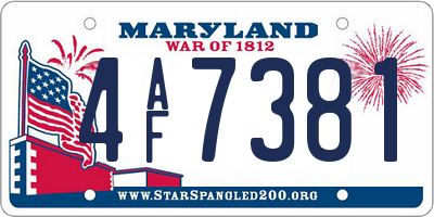 MD license plate 4AF7381