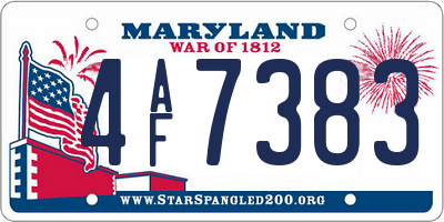 MD license plate 4AF7383