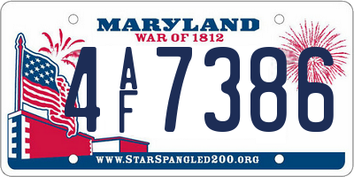 MD license plate 4AF7386