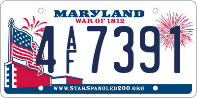 MD license plate 4AF7391