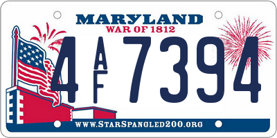 MD license plate 4AF7394