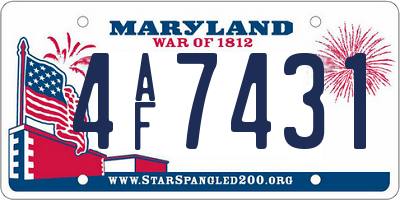 MD license plate 4AF7431