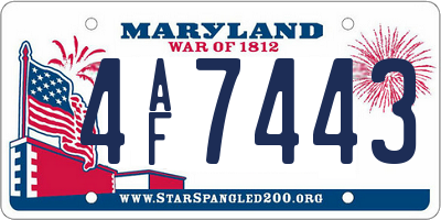 MD license plate 4AF7443