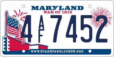 MD license plate 4AF7452