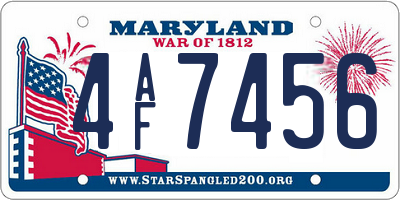 MD license plate 4AF7456
