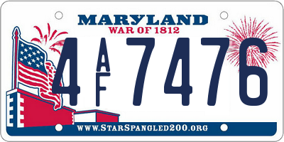 MD license plate 4AF7476