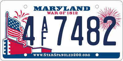 MD license plate 4AF7482