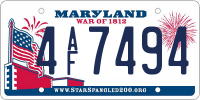 MD license plate 4AF7494