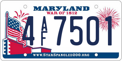 MD license plate 4AF7501