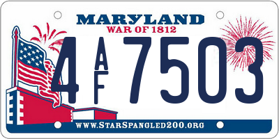 MD license plate 4AF7503