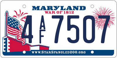 MD license plate 4AF7507