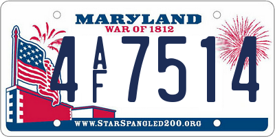 MD license plate 4AF7514